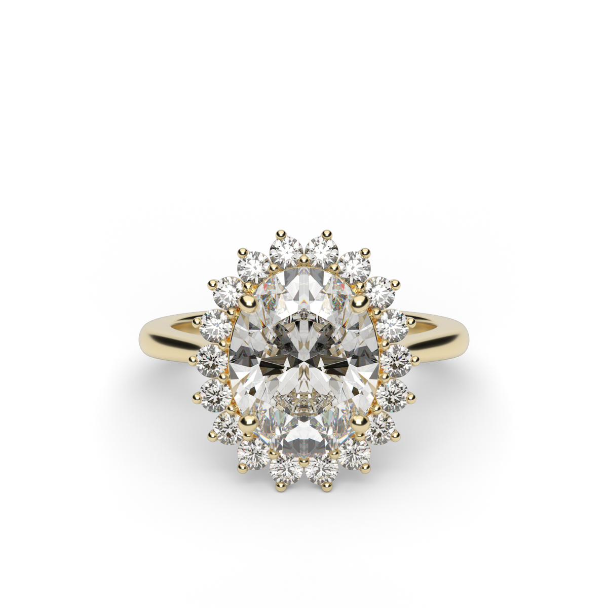 Flower Engagement Ring — 14K Yellow Gold / Oval / Lab Diamond (image)