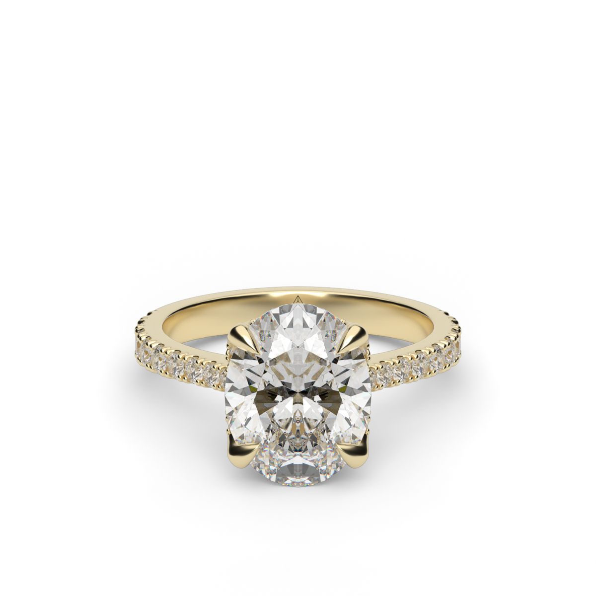 Hidden Halo Crown Engagement Ring — 14K Yellow Gold / Oval / Lab Diamond (image)