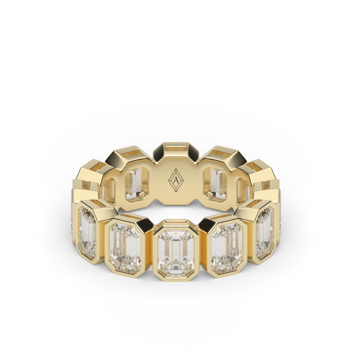 Emerald Cut Bezel Eternity Ring — 14K Yellow Gold / 6 / Lab Diamond (image)