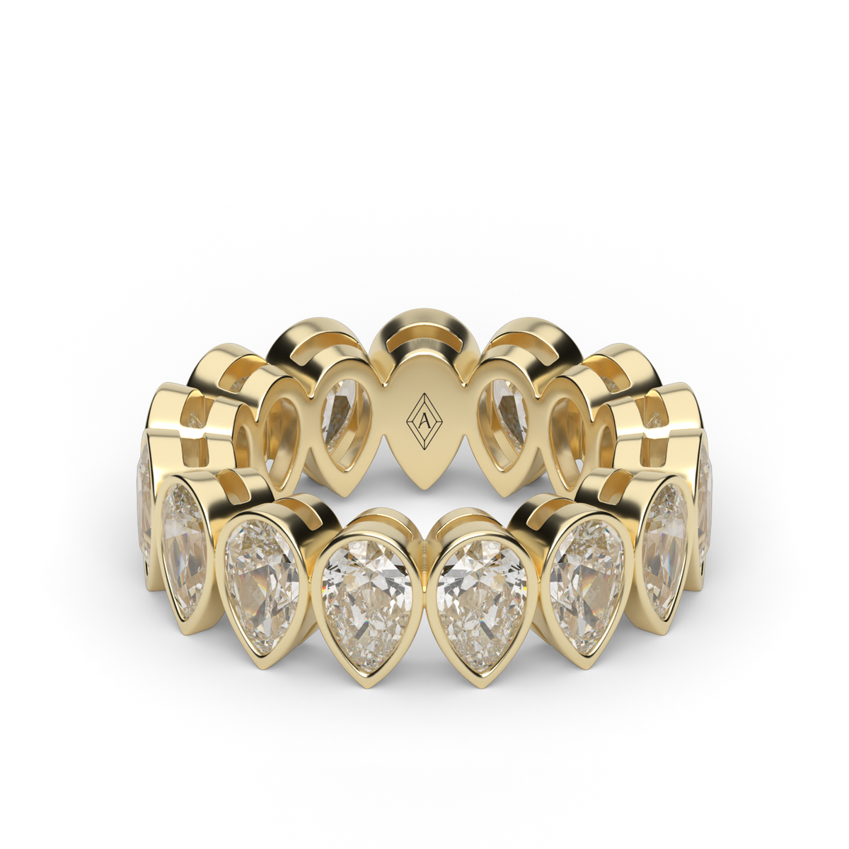 Pear Shape Bezel Eternity Ring — 14K Yellow Gold / 6 / Lab Diamond (image)