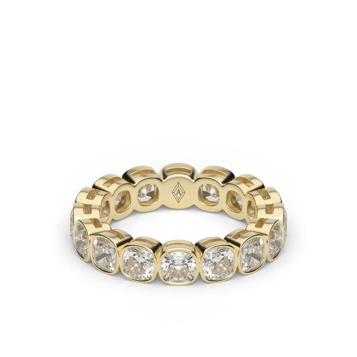 Cushion Cut Bezel Eternity Ring — 14K Yellow Gold / 4 / Lab Diamond (image)
