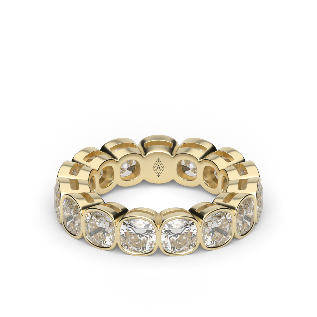 Cushion Cut Bezel Eternity Ring — 14K Yellow Gold / 6 / Lab Diamond (image)