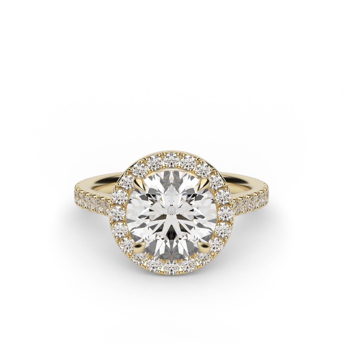 French Cut Engagement Ring — 14K Yellow Gold / Round / Lab Diamond (image)