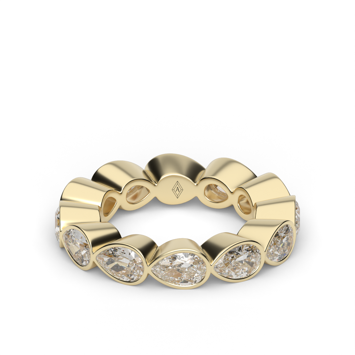 East-West Bezel Pear Eternity Ring — 14K Yellow Gold / 4 / Lab Diamond (image)