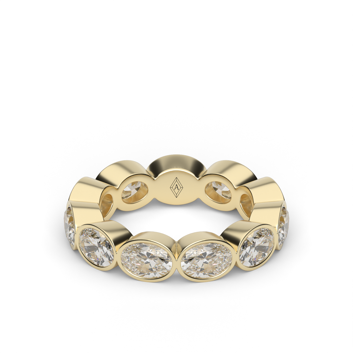 East-West Bezel Oval Cut Eternity Ring — 14K Yellow Gold / 4 / Lab Diamond (image)