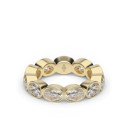 4 Carat Yellow Gold Oval Cut Diamond Eternity Ring/Band With East West Bezel Setting