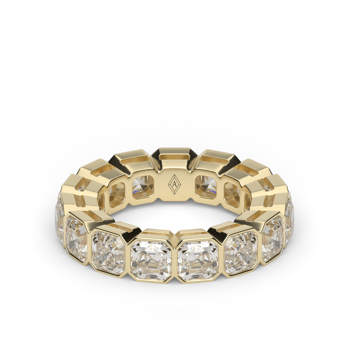 Asscher Cut Bezel Eternity Ring — 14K Yellow Gold / 6 / Lab Diamond (image)