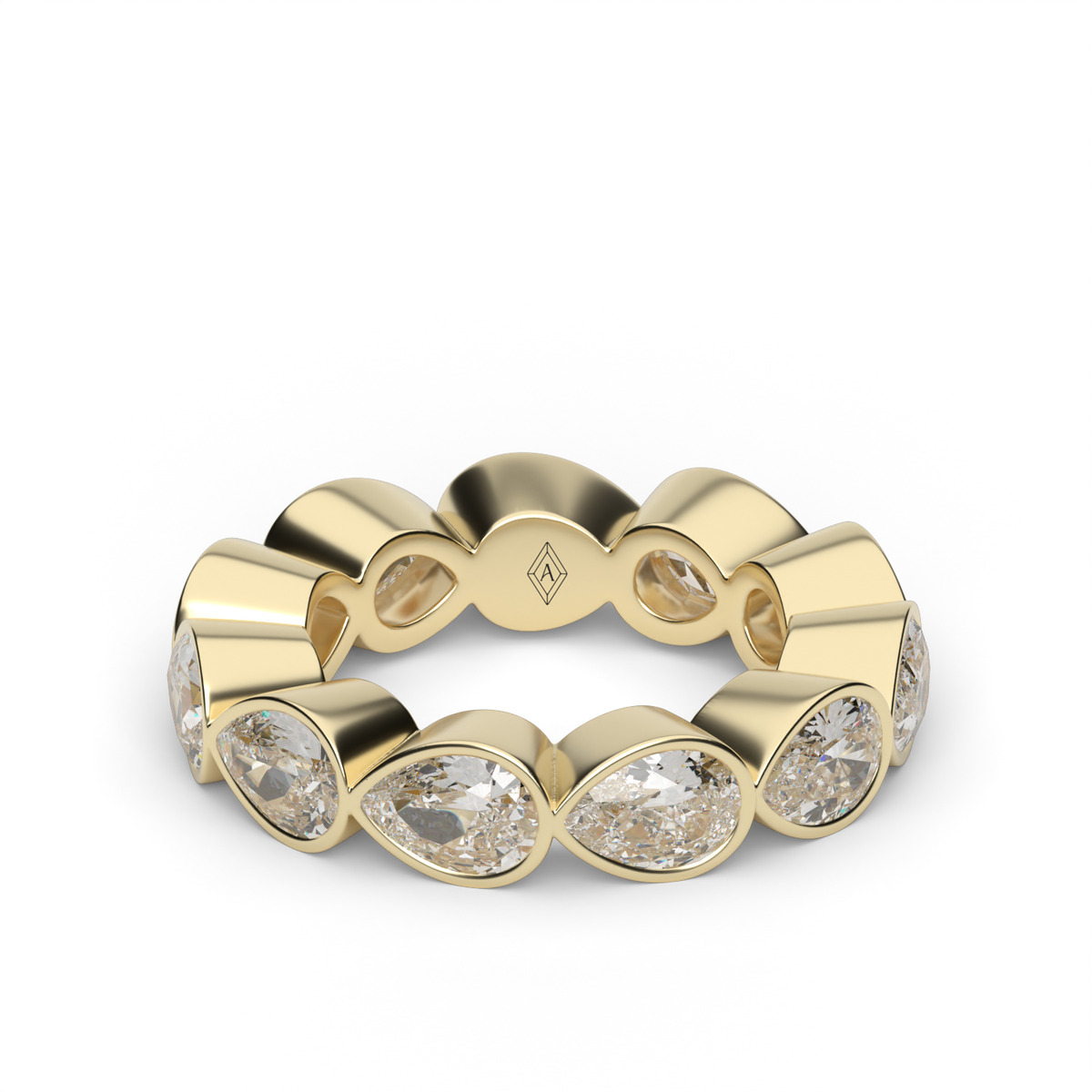 East-West Bezel Pear Eternity Ring — 14K Yellow Gold / 5 / Lab Diamond (image)