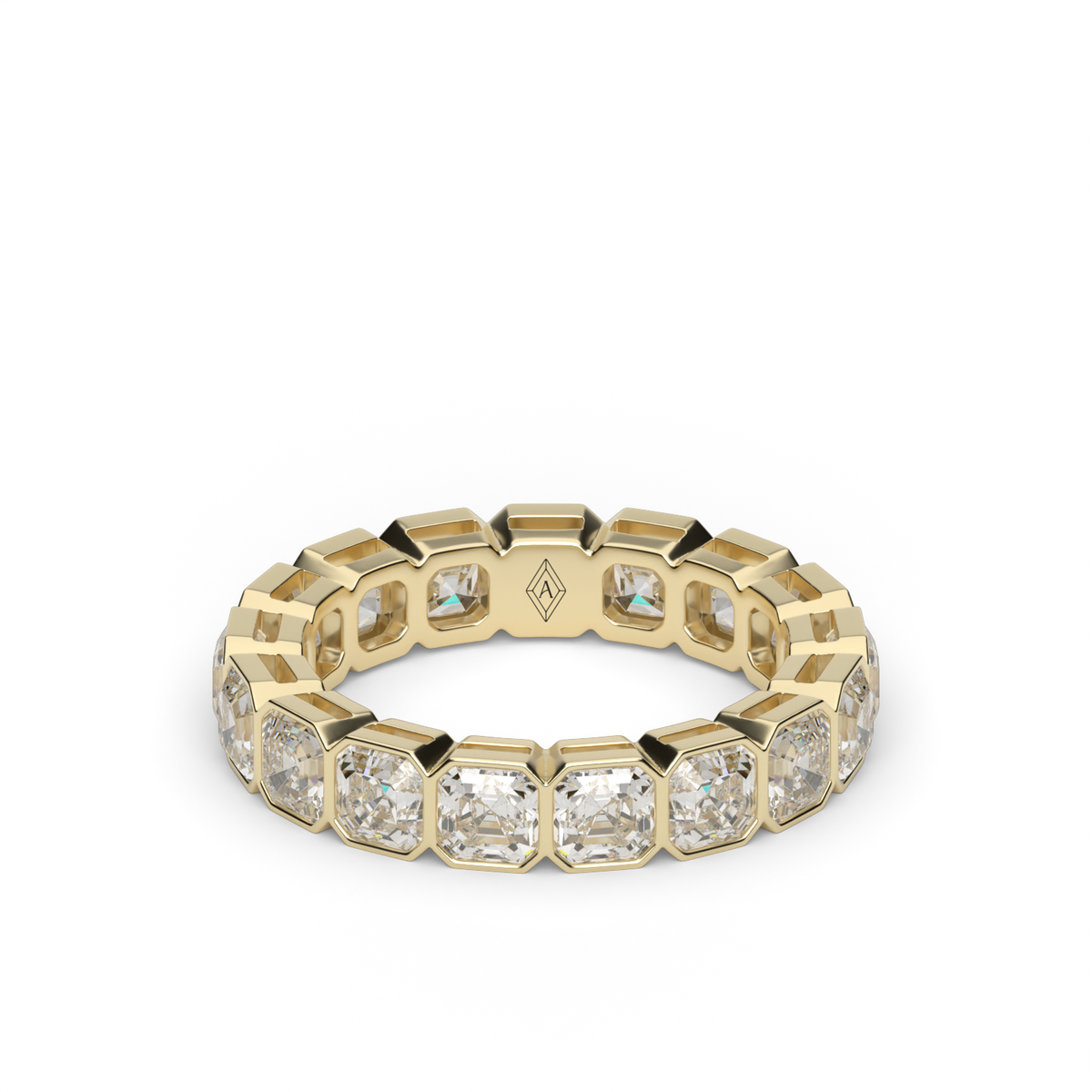 Asscher Cut Bezel Eternity Ring — 14K Yellow Gold / 4 / Lab Diamond (image)