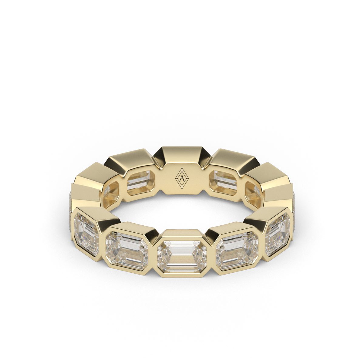 East-West Bezel Emerald Cut Eternity Ring — 14K Yellow Gold / 6 / Lab Diamond (image)