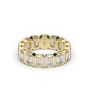 7 Carat Yellow Gold Emerald Cut Diamond Eternity Ring/Band With Bezel Setting