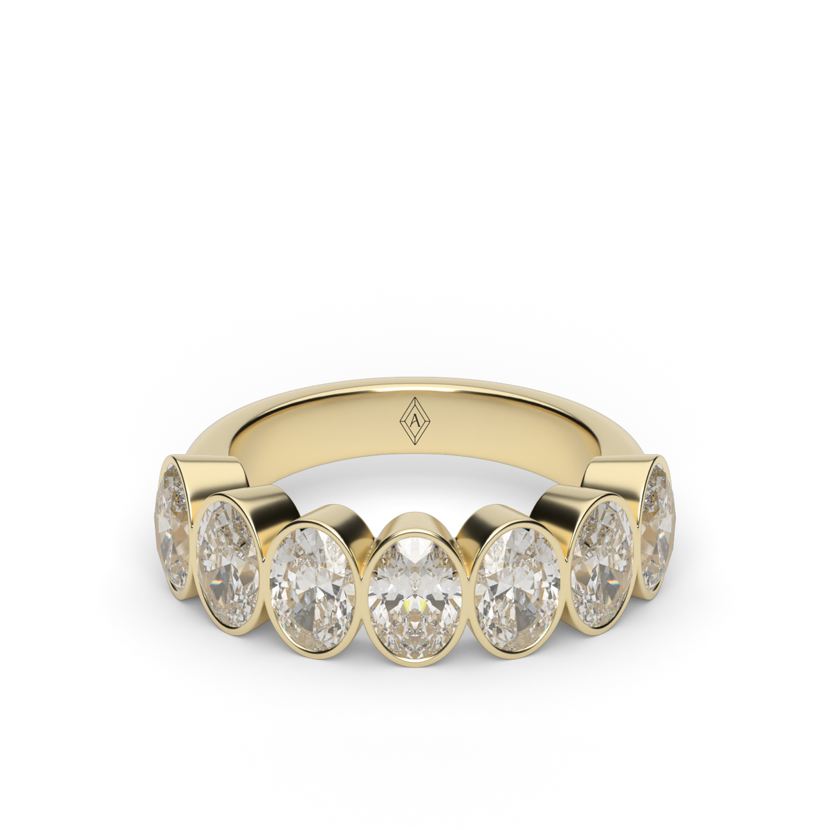 3.5 Carat Seven Stone Bezel Oval  Anniversary Ring — 14K Yellow Gold / Lab Diamond (image)
