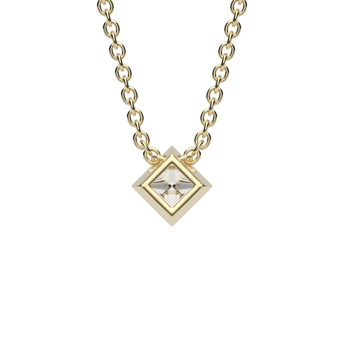 Princess Cut Diamond Solitaire Pendant — 14K Yellow Gold / Lab Diamond (image)