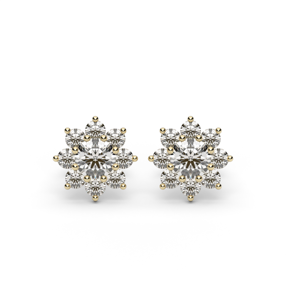 Flower Stud Earrings — 14K Yellow Gold / Lab Diamond (image)