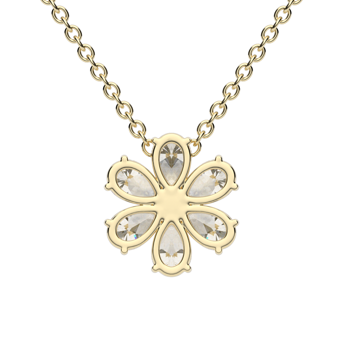 Floral-Inspired Pear-Shaped Diamond Pendant — 14K Yellow Gold / Lab Diamond (image)