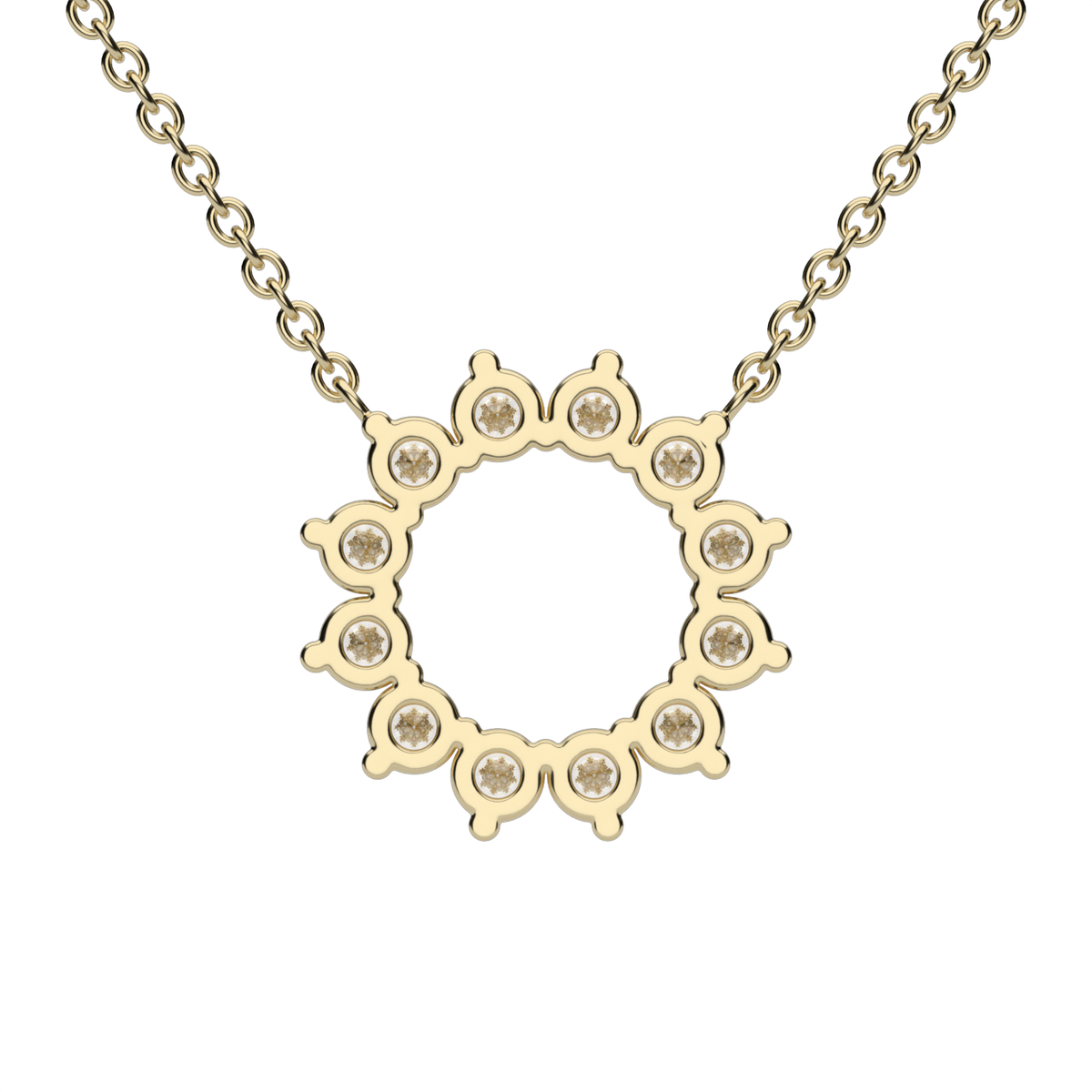 Sunflower Style Round Diamond Pendant — 14K Yellow Gold / Lab Diamond (image)