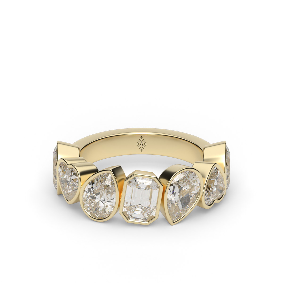 3.5 Carat Mixed Shape Diamond Bezel Anniversary Ring — 14K Yellow Gold / Lab Diamond (image)