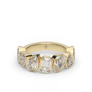 3.5 Carat Yellow Gold Mixed Shape Diamond  Anniversary Ring/Band With Bezel Setting  