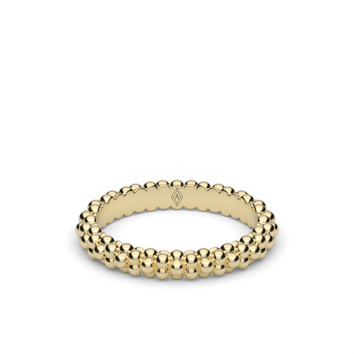 Modern Beaded Wedding Ring — 14K Yellow Gold (image)