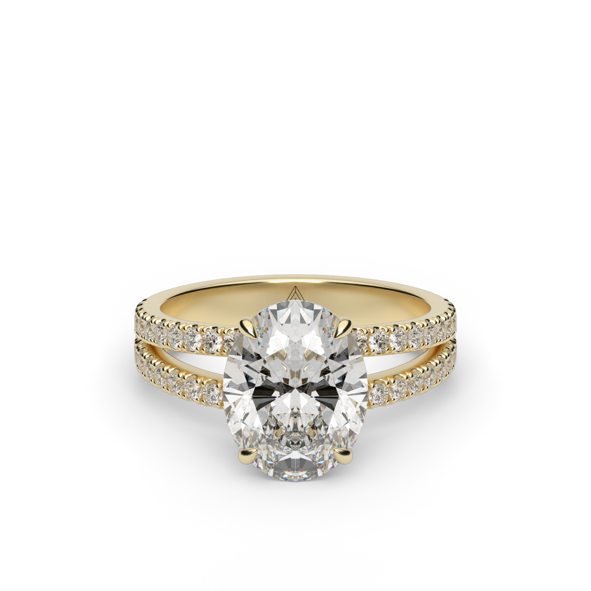 Split Shank   Pavé Engagement Ring — 14K Yellow Gold / Oval / Lab Diamond (image)