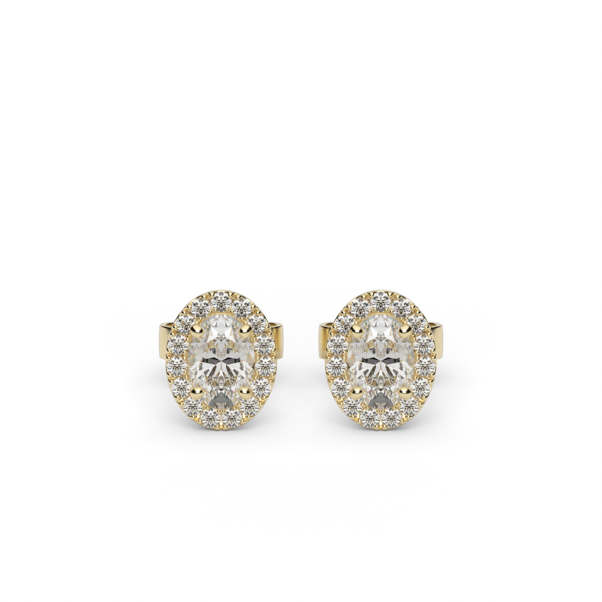 Classic Halo Diamond Studs — 14K Yellow Gold / Lab Diamond (image)