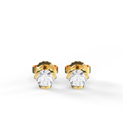 Yellow Gold Round Shape Diamond Stud Earring With Prong Setting