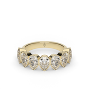 3.5 Carat Yellow Gold Seven Stone Pear Shape Diamond Anniversary Ring/Band With Bezel Setting