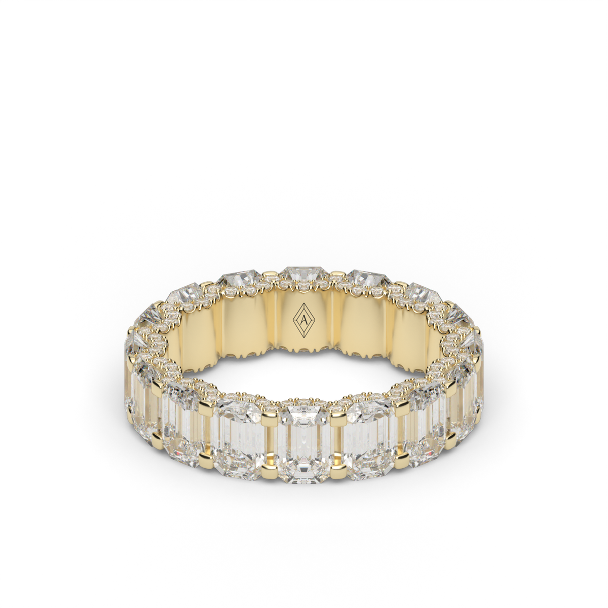 Elegant Emerald  Eternity Ring — 14K Yellow Gold / Lab Diamond (image)