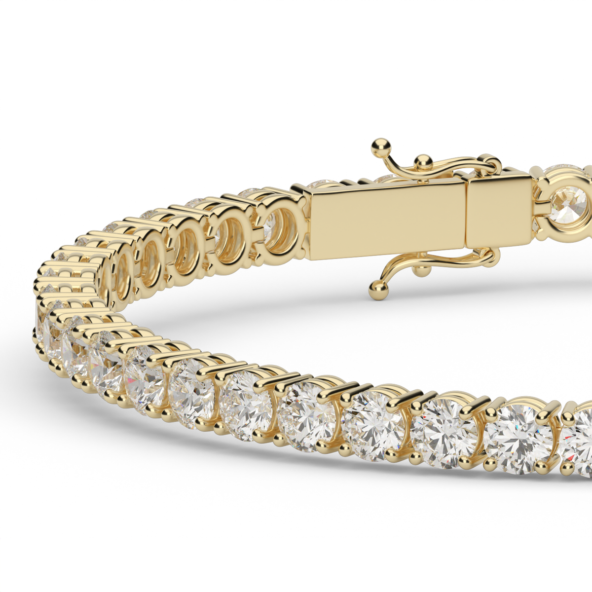 7 Carat Four Prong Diamond Tennis Bracelet — 14K Yellow Gold / Lab Diamond (image)