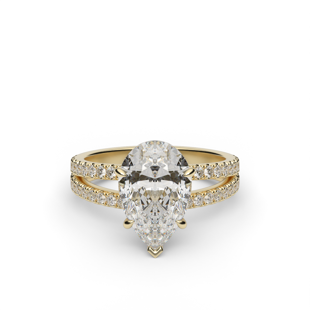 Split Shank   Pavé Engagement Ring — 14K Yellow Gold / Pear / Lab Diamond (image)
