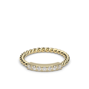 Yellow Gold Round Shape Diamond Twisted Bangle Ring/Band With Share  Prong Setting