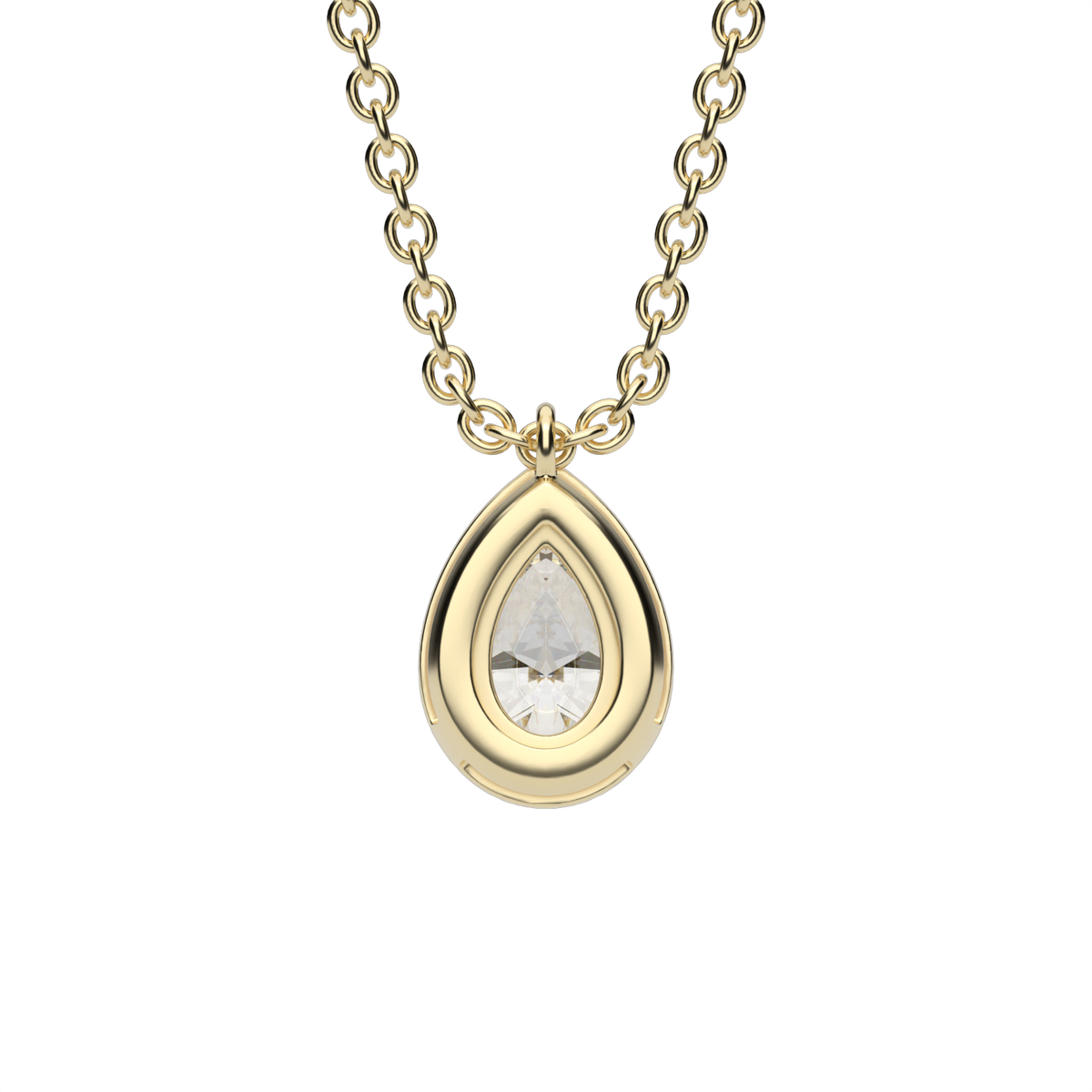 Eternity Pear Shaped Diamond Halo Pendant — 14K Yellow Gold / Lab Diamond (image)