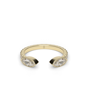 Yellow Gold Marquise And Round  Cut Diamond Open Band Ring/Band With Bezel And U Cut Setting