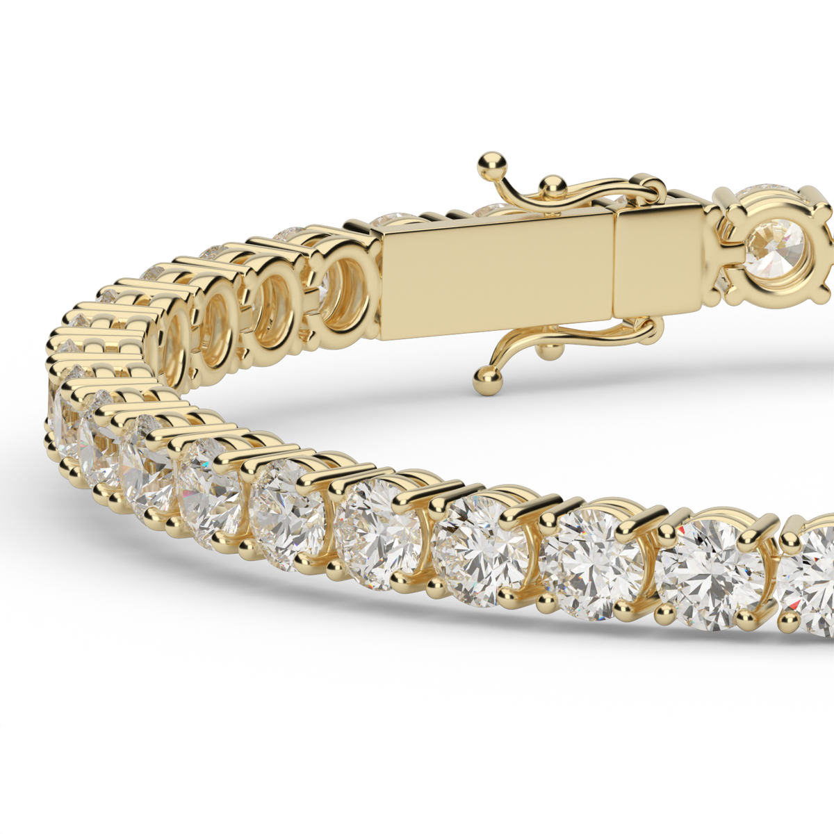 9 Carat Four Prong Diamond Tennis Bracelet — 14K Yellow Gold / Lab Diamond (image)