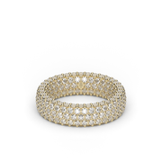 Yellow Gold Round Shape Diamond Pave Eternity Ring With Prong Setting.