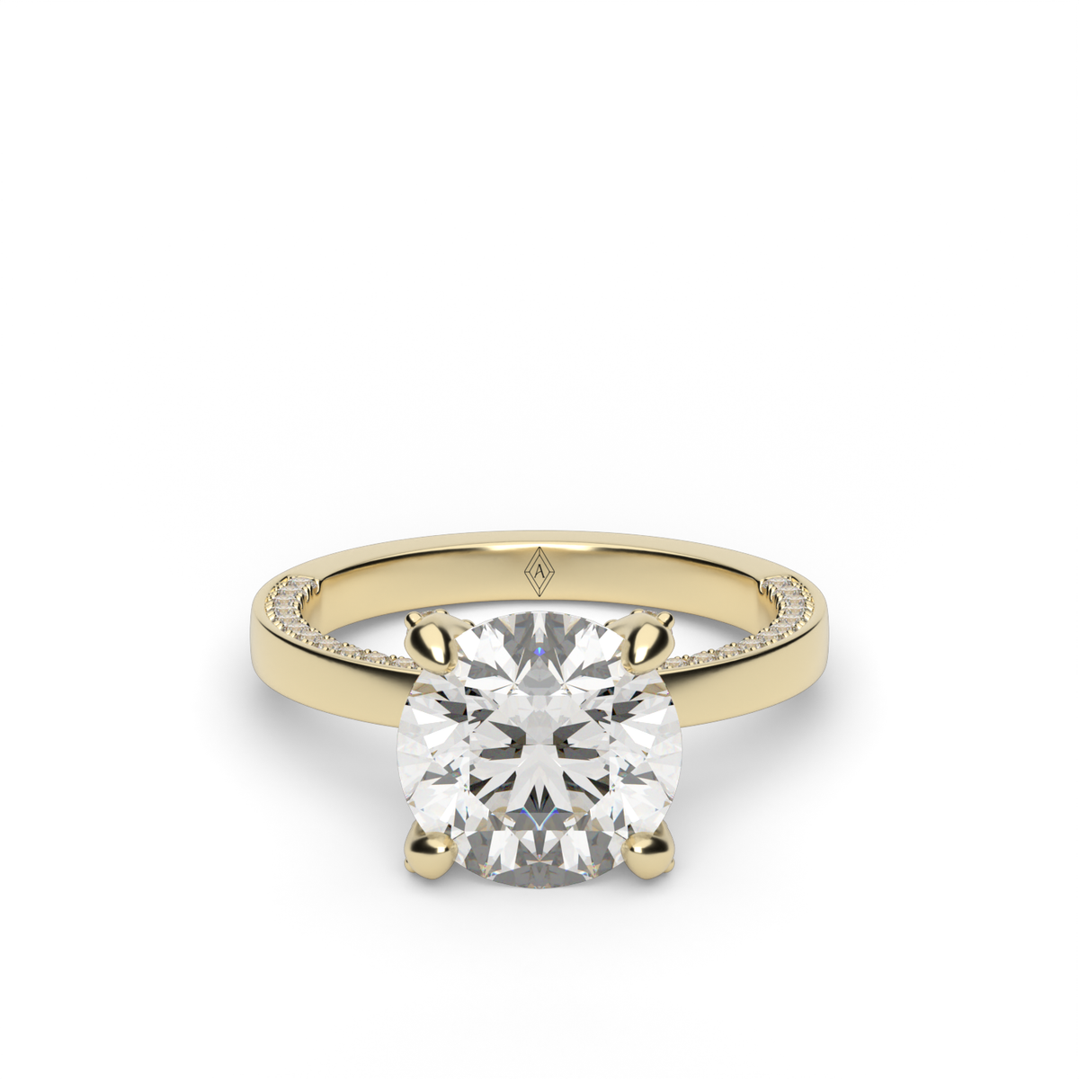 Classic Shared Prong Diamond Engagement Ring — 14K Yellow Gold / Round / Lab Diamond (image)