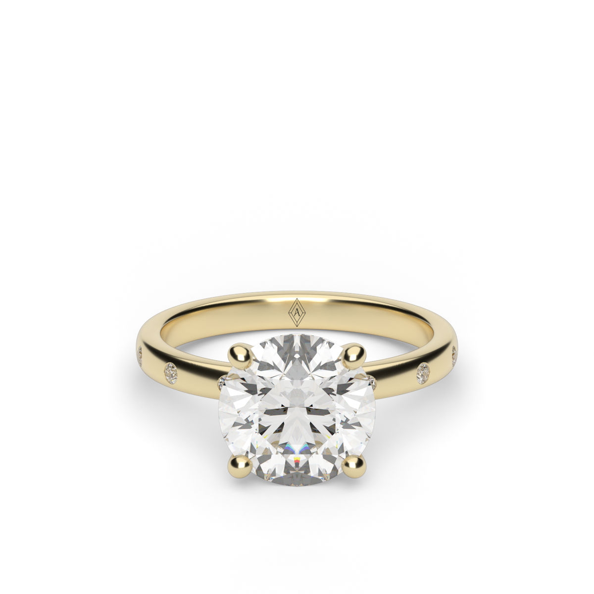 Modern Burnish-set Diamond Engagement Ring — 14K Yellow Gold / Round / Lab Diamond (image)