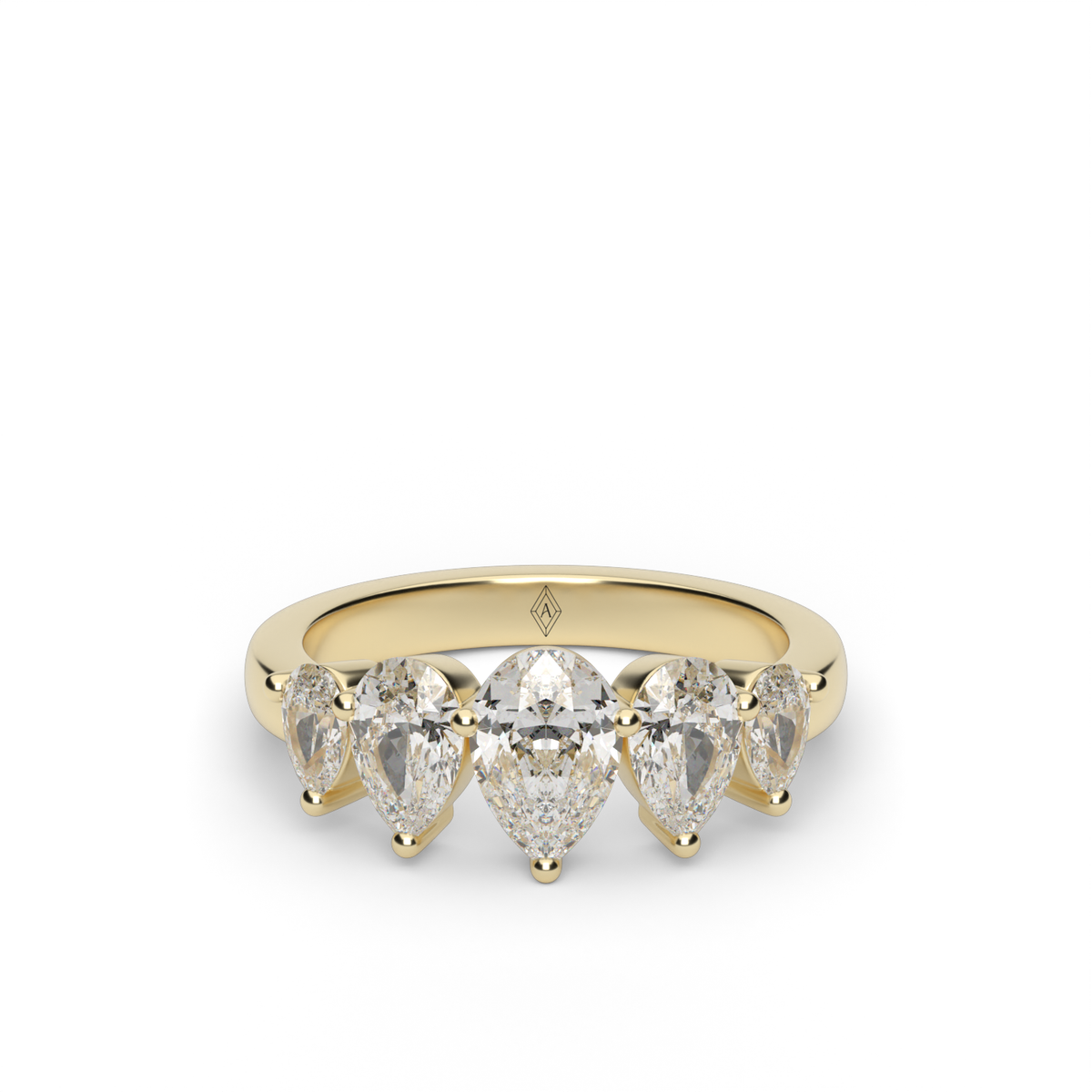 Graduated Five-Stone Pear Diamond Anniversary Ring — 14K Yellow Gold / Lab Diamond (image)