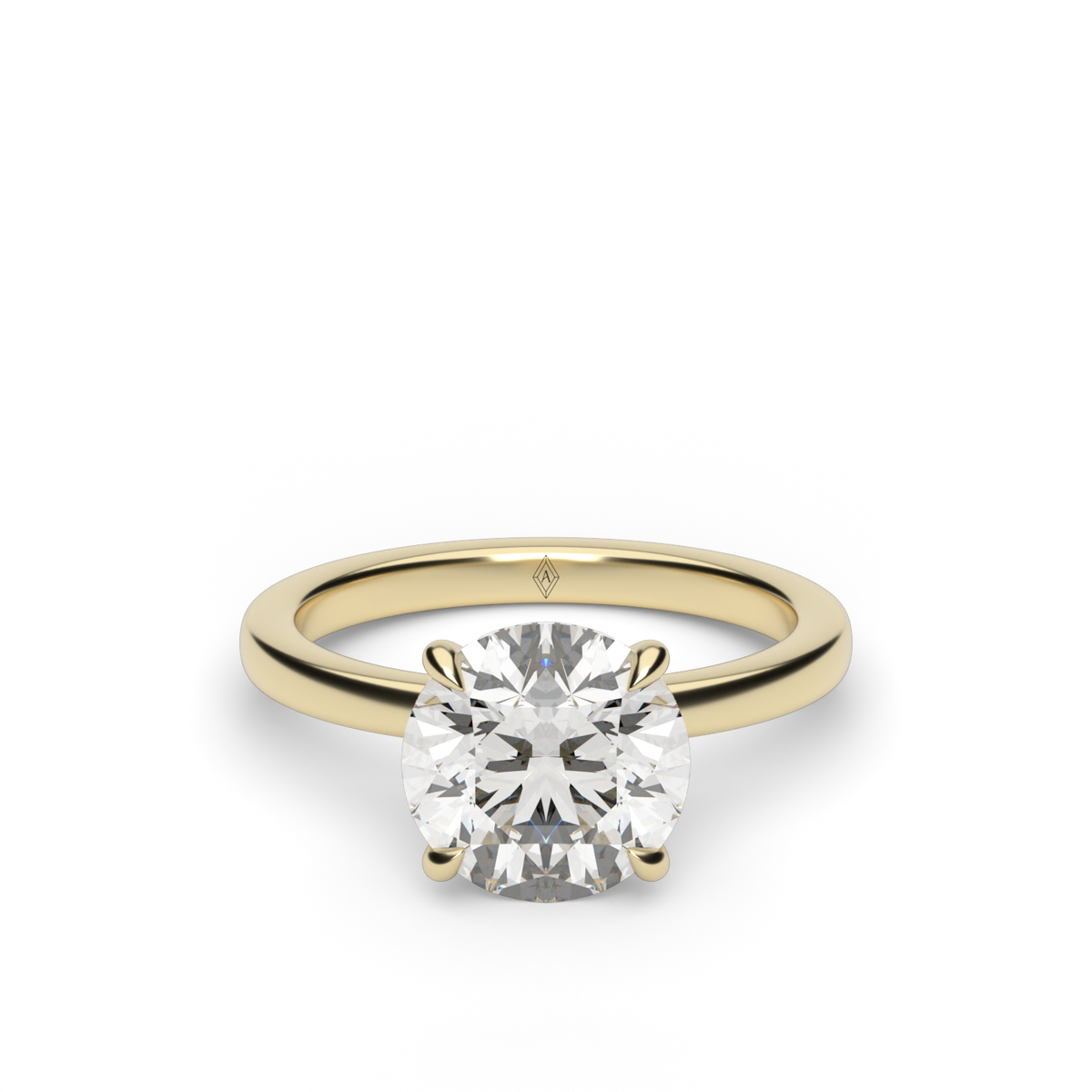 Hidden Halo Engagement Ring — 14K Yellow Gold / Round / Lab Diamond (image)