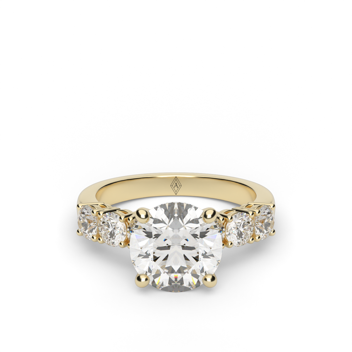 Prong Set Diamond Engagement Ring — 14K Yellow Gold / Round / Lab Diamond (image)