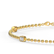  Yellow Gold East West Emerald Cut Diamond Bracelet With Bezel Setting.