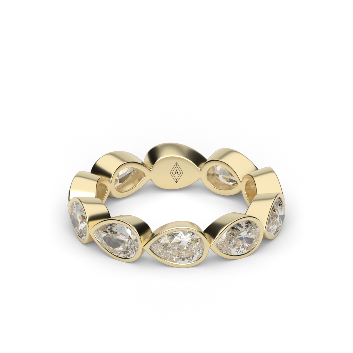 East-West Bezel Pear Eternity Ring — 14K Yellow Gold / 3 / Lab Diamond (image)