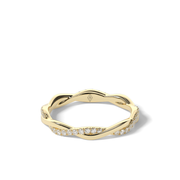 Yellow Gold Round Shape Diamond Twist Pave Eternity Ring/Band With U Cut Setting.