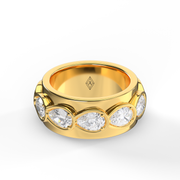 Yellow Gold Pear Shape Diamond Eternity Ring/Band With Prong Setting.