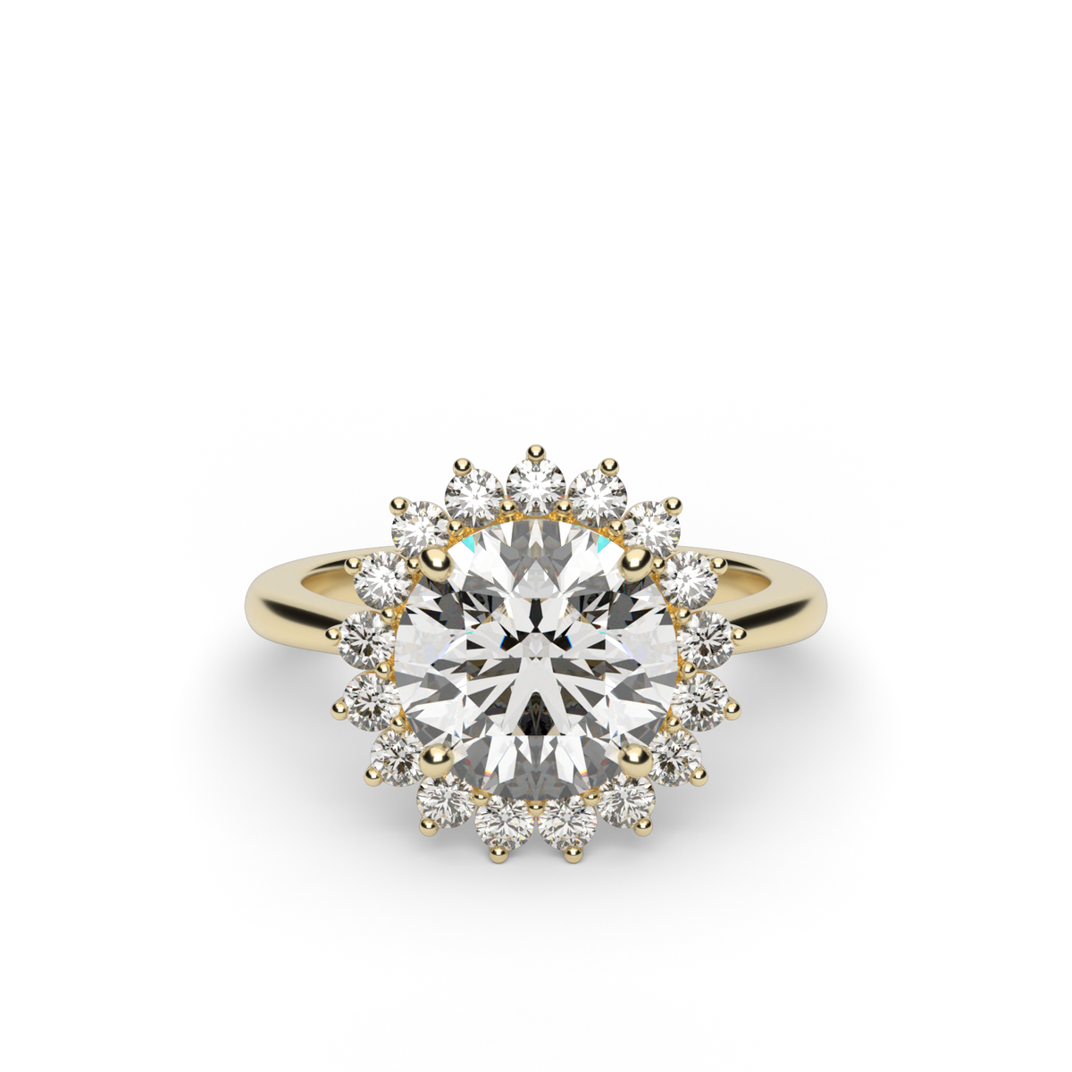 Flower Engagement Ring — 14K Yellow Gold / Round / Lab Diamond (image)