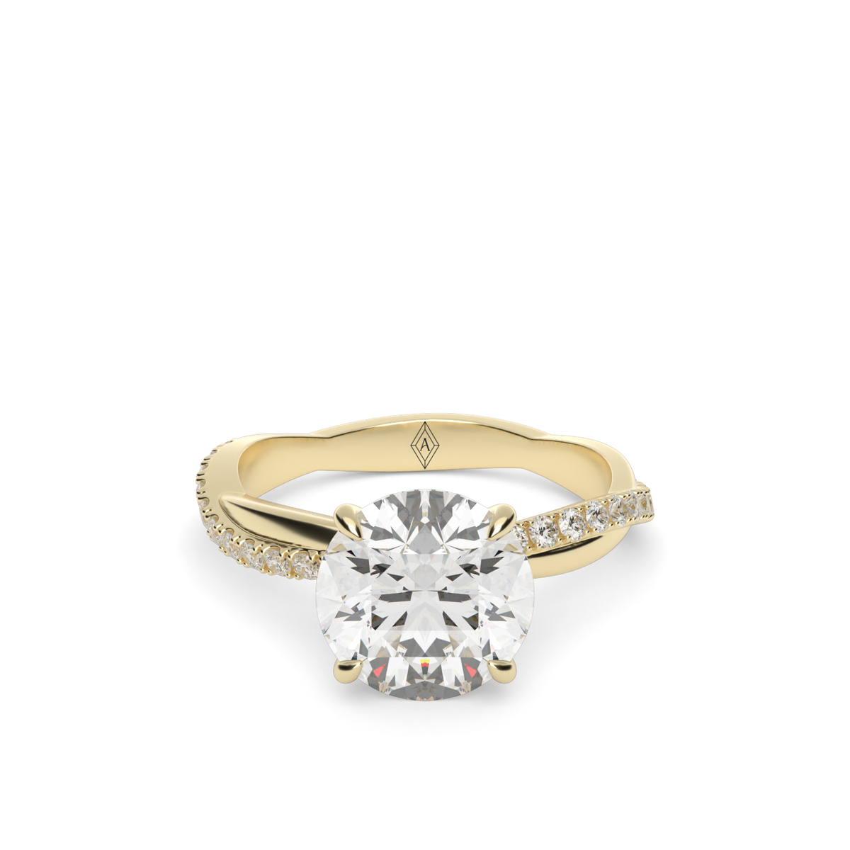 Pavé Shank Engagement Ring — 14K Yellow Gold / Round / Lab Diamond (image)
