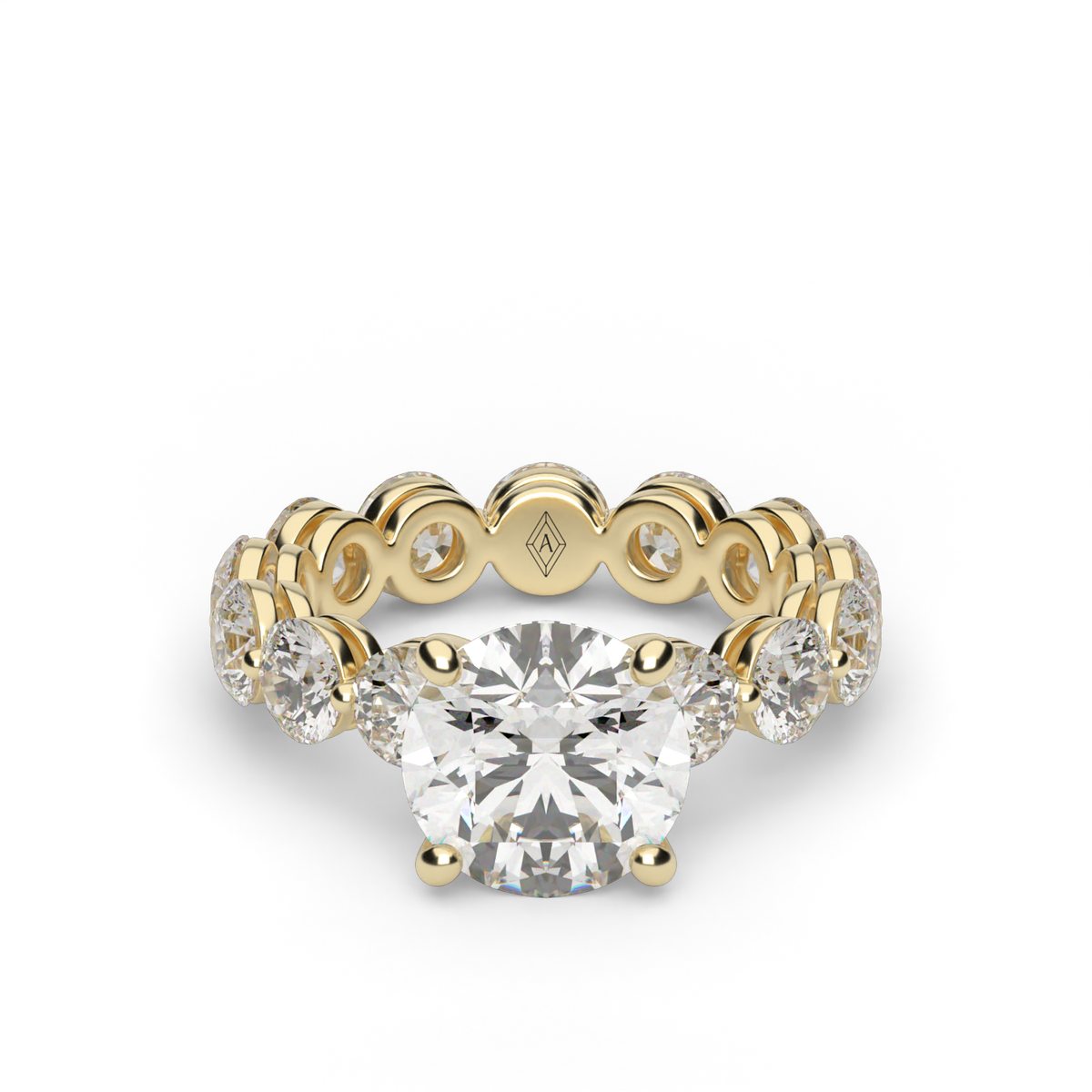 Single Shared Prong Diamond Eternity Engagement Ring — 14K Yellow Gold / Round / Lab Diamond (image)