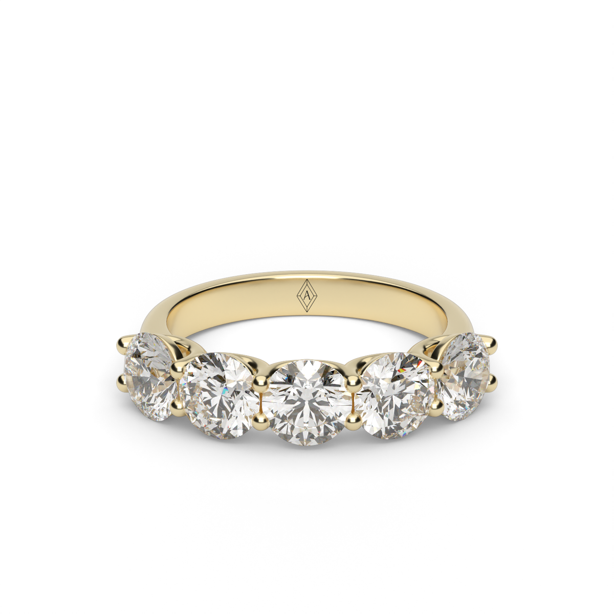 Five Stone Share Prong Round Anniversary Ring — 14K Yellow Gold / 1.5 / Lab Diamond (image)