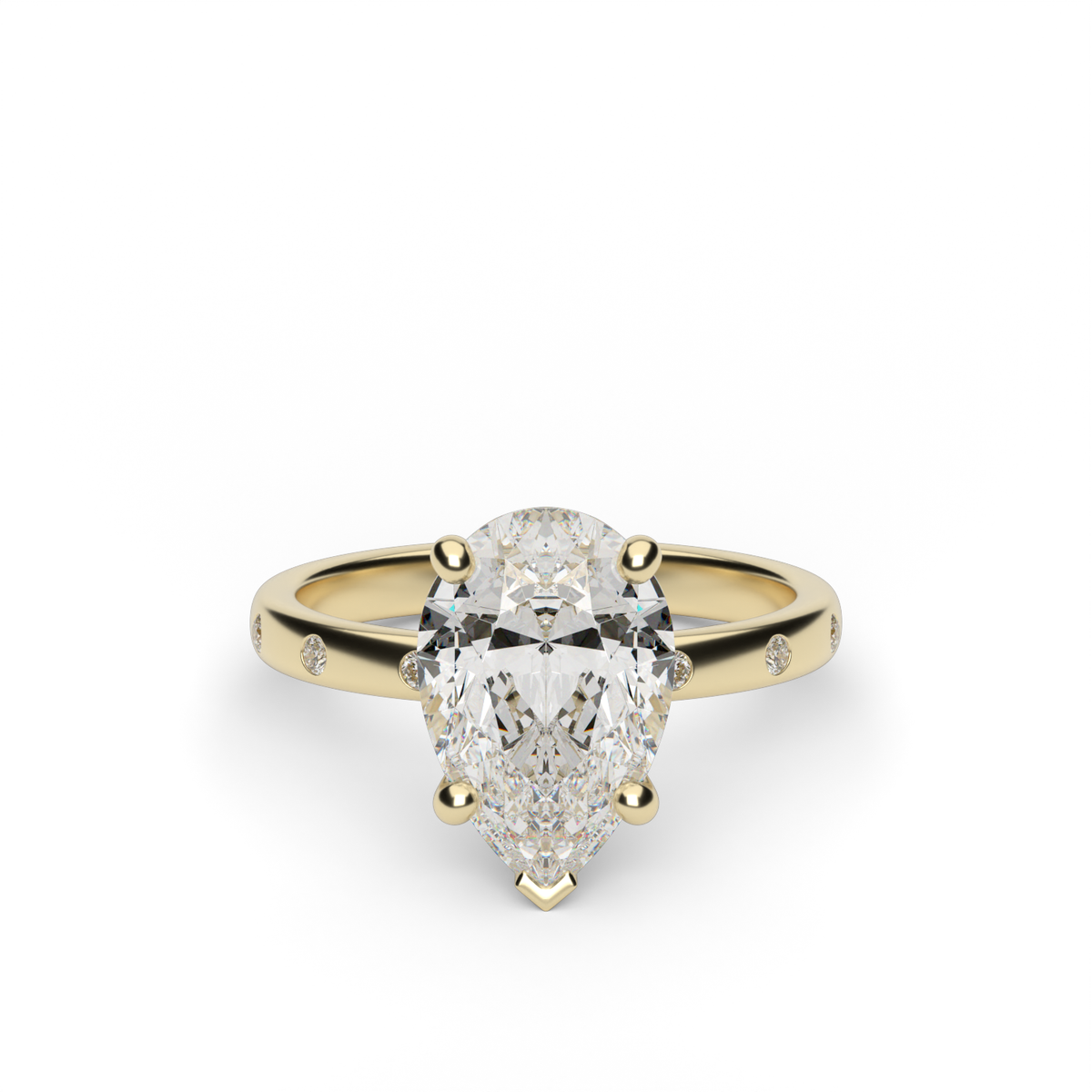 Modern Burnish-set Diamond Engagement Ring — 14K Yellow Gold / Pear / Lab Diamond (image)