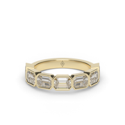 Yellow Gold East-West Emerald Cut Diamond Anniversary Ring/Band With Bezel Setting